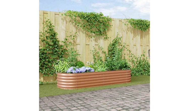 Walplus Steel Raised Garden Bed - Brown V3 - 240 x 80 x 81 cm