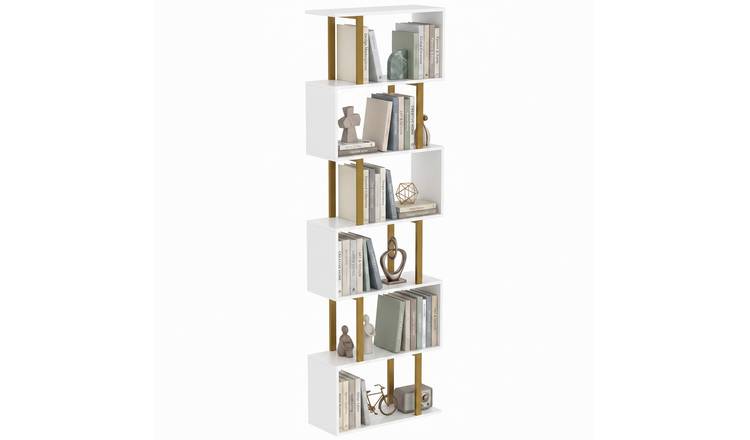 HOMCOM S-Shaped Freestanding Storage Shelves - White