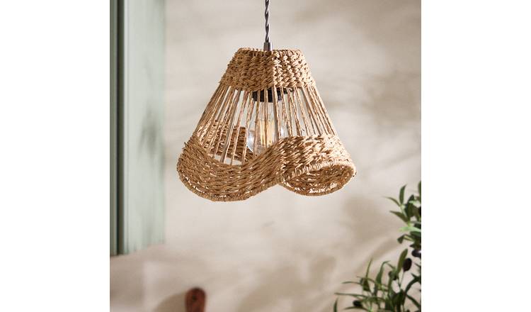 Dibor Rattan and Wicker Boho Ceiling Shade - Natural 29cm