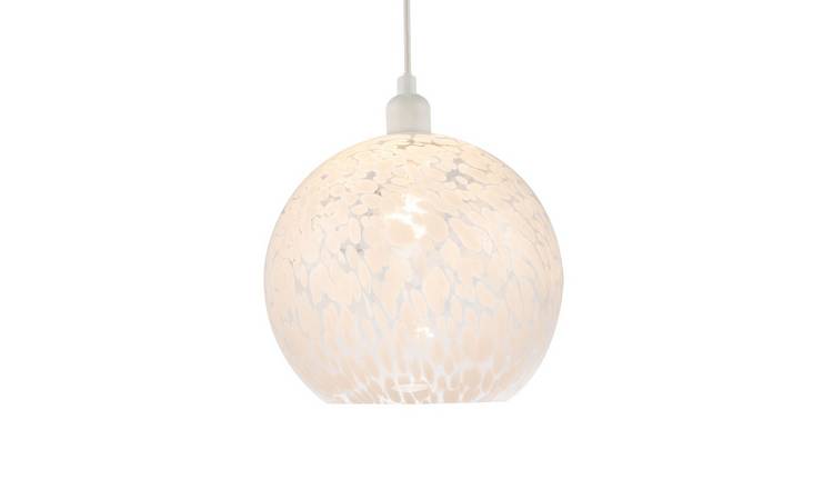 Happy Homewares Opal White Snowflake Glass Pendant Shade - 25cm