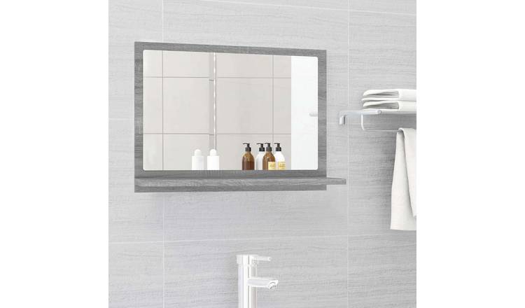 Walplus Engineered Wood Bathroom Mirror - Grey Sonoma - 60 x 10.5 x 37 cm
