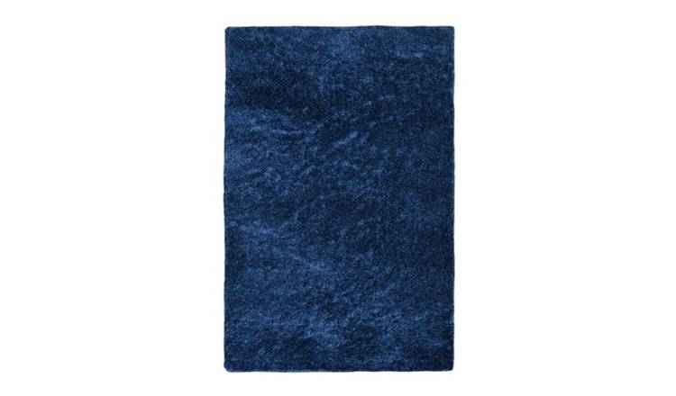Mega Flooring Blue Shaggy Plain Rug - 60 x 200cm