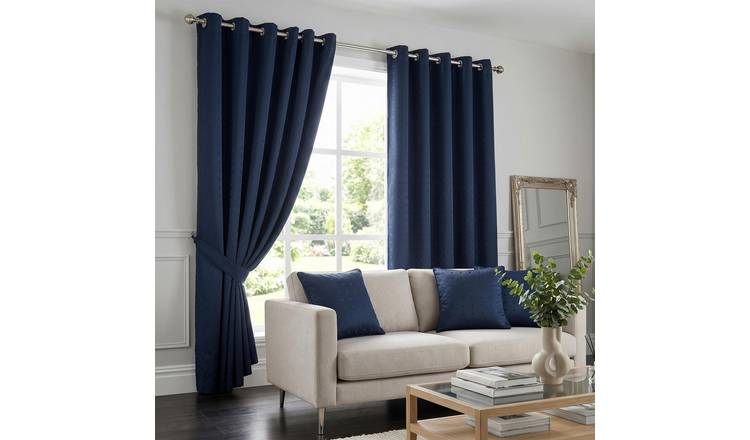 Luxury Living Adi Lined Eyelet Curtains 229cm x 229cm - Navy