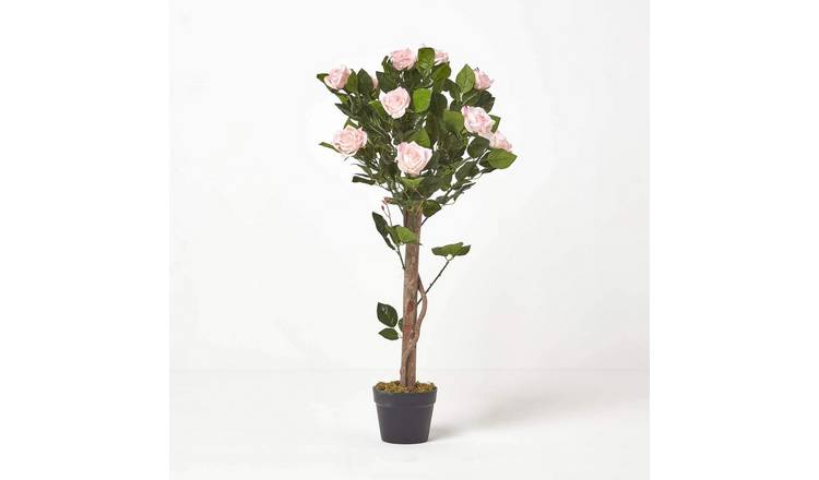 Homescapes Handcrafted Potted Rose Tree artificial flowers - Pink