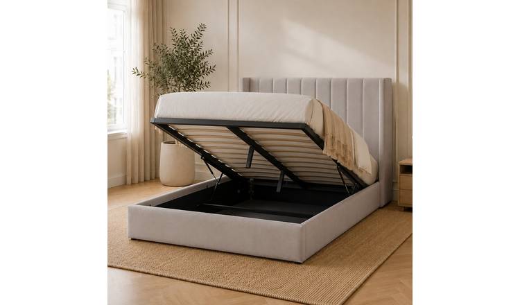Snuggle Beds Noah Kingsize Fabric Ottoman Bed Frame - Stone Grey