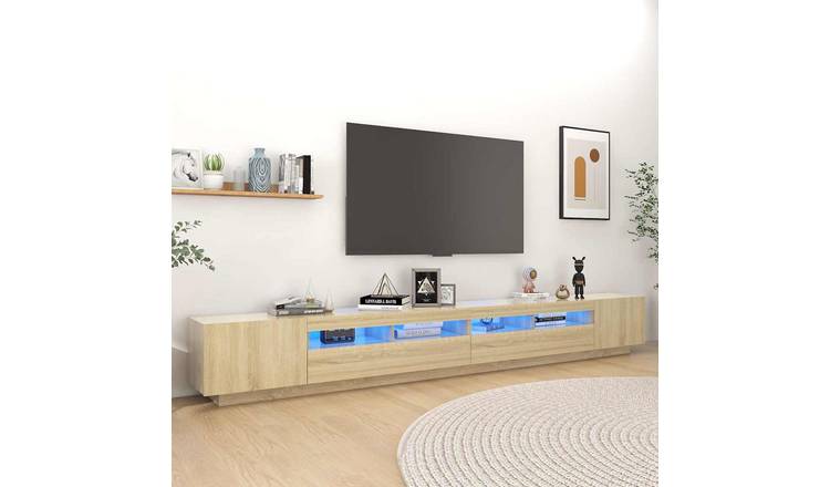Walplus Engineered Wood LED TV Cabinet - Sonoma oak - 300 x 35 x 40 cm