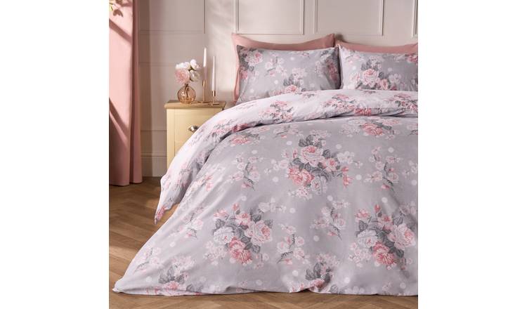OHS English Rose Duvet Cover Set Grey - King