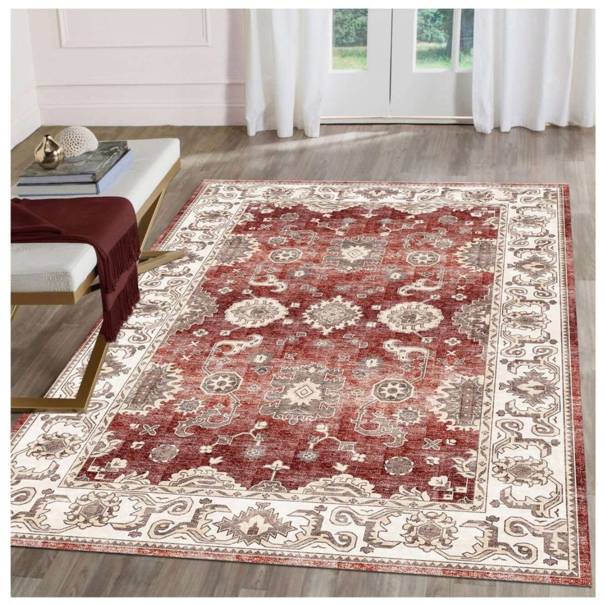 Buy The Rugs Red Jasru Vintage Washable Nonslip Runner Rug - 60 x