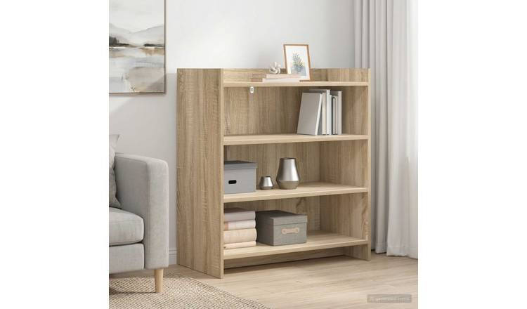 Walplus 3 Shelf Rectangular Sideboard - Sonoma Oak - 75 x 36 x 80 cm