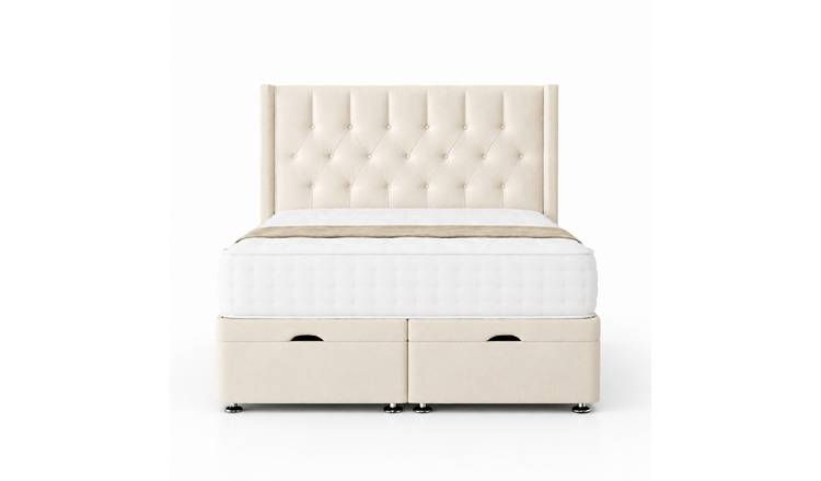 Comfy Deluxe  Miami Wing 3ft Single  End Lift Ottoman Bed Set - Cream
