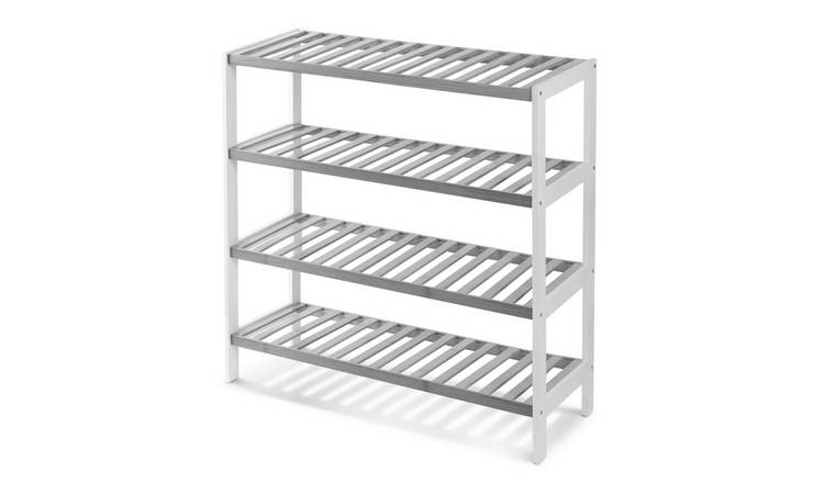 Keplin 4 Tier Bamboo Shoe Rack - Grey & White