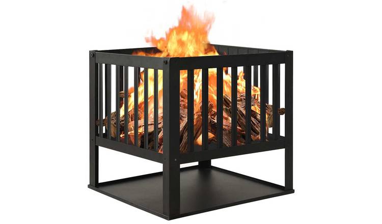Walplus Steel Fire Pit - Black - 40 x 40 x 40 cm