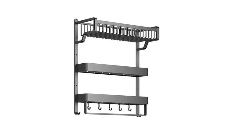 Living and Home 3-Tier Wall Bath Caddy - Dark Grey