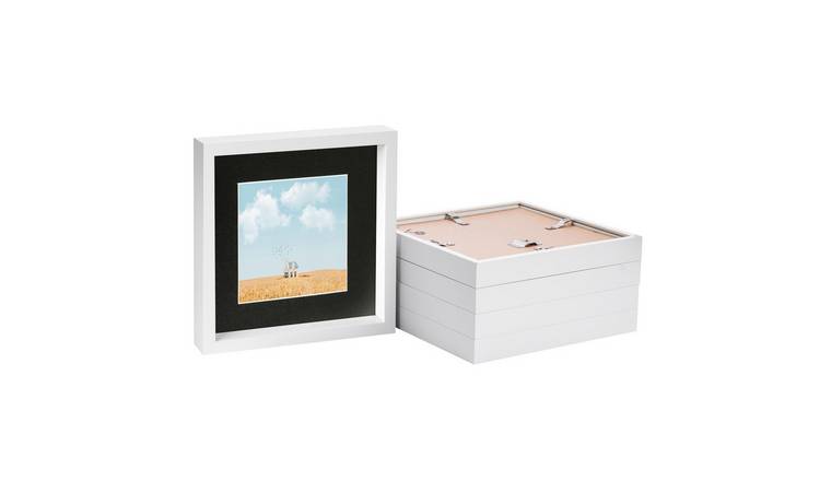 Nicola Spring 3D Box Photo Frames - 10" x 10" with Mount - Set of 5 - White