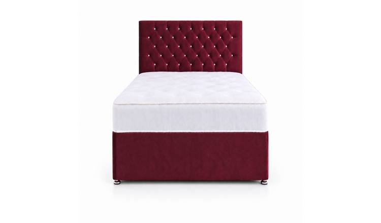 Comfy Deluxe 3ft Single       Velvet  Divan Bed Set -   Burgundy