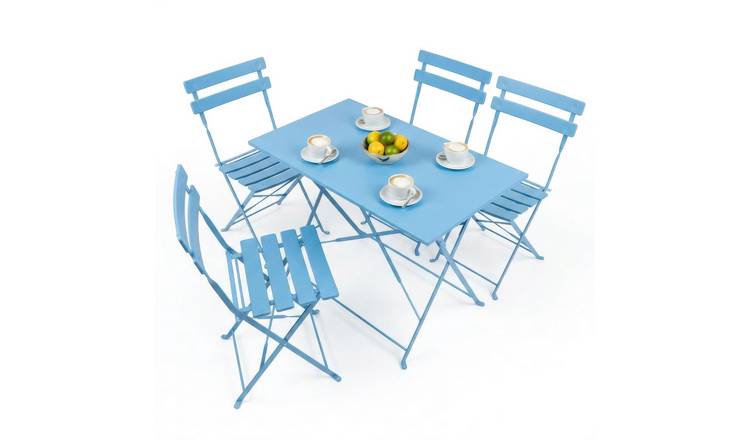 Harbour Housewares 5 Piece Sussex Folding Patio Bistro Set - Blue
