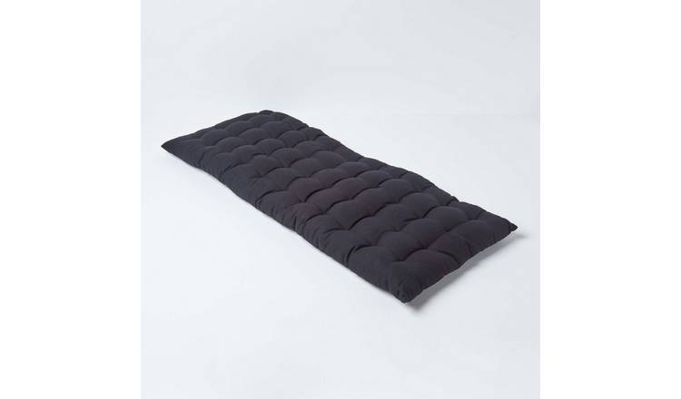 Homescapes Cotton Bench Cushion 2 Seater - Black