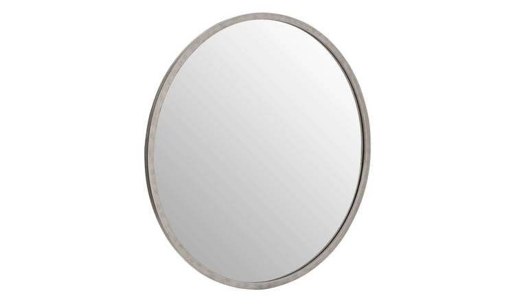 Orsina Saska Medium Antique Round Wall Mirror – Silver