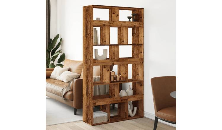 Walplus 15 Compartment Book Cabinet - Dark Wood - 100 x 33 x 187.5 cm