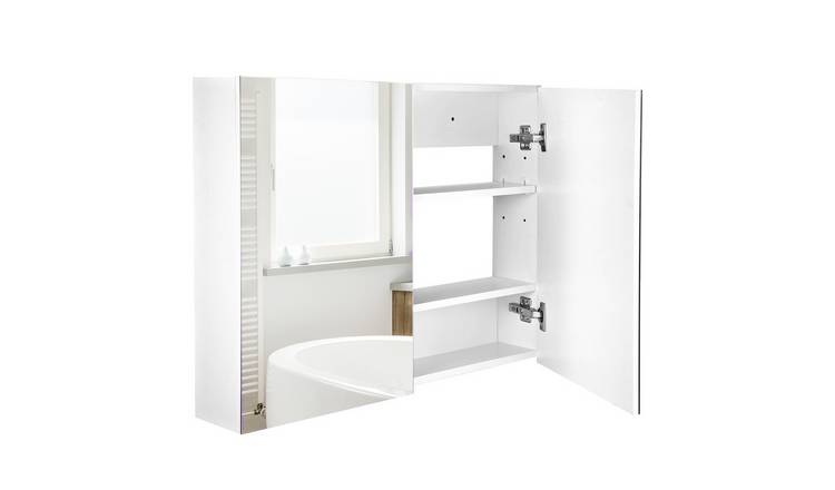 HOMCOM Wall Mounted Bathroom Mirror Cabinet with 2 Doors - White