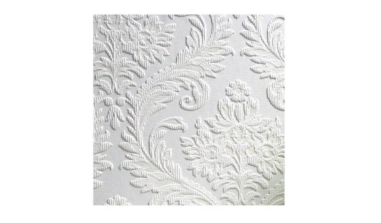 Brewster Anaglypta High Trad Textured Vinyl Wallpaper - Silver