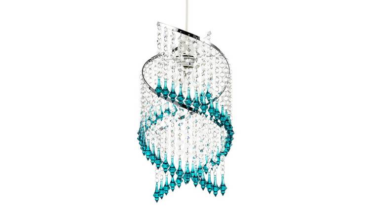 Happy Homewares Teal Spiral Waterfall with Coloured Pendant Shade - 18cm