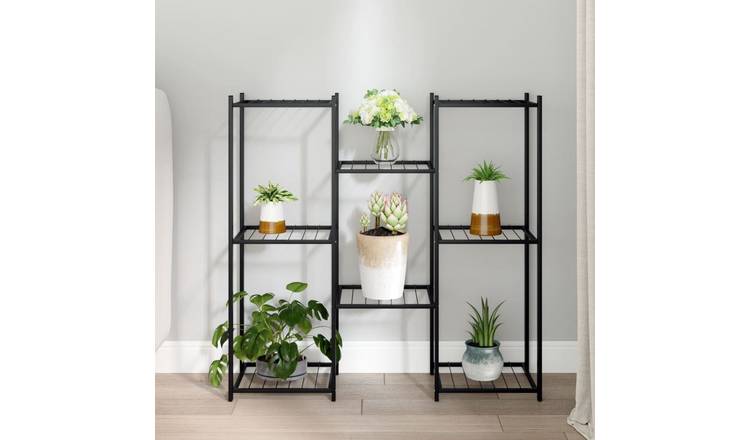 Walplus Iron Flower Stand - Black - 83 x 25 x 80 cm