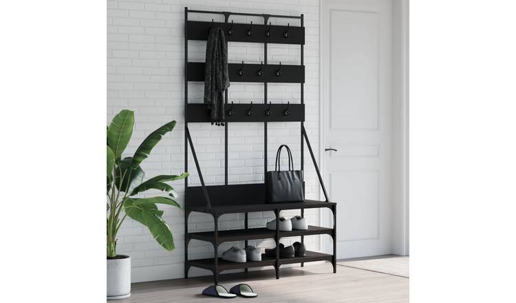 Walplus Clothes Rack with Shoe Storage - Black - 100 x 40 x 184 cm