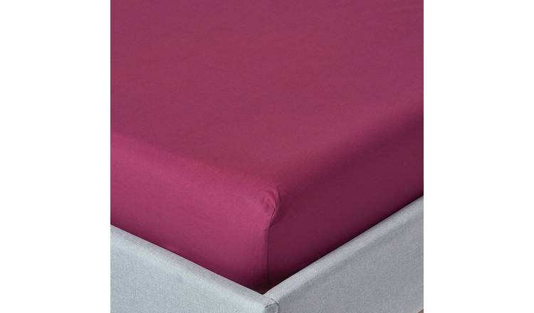 Homescapes Egyptian Cotton Burgundy Fitted Sheet - Small Double