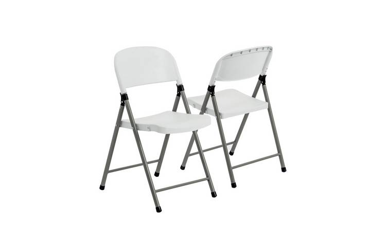 Harbour Housewares Folding Trestle Chairs - White - Pack of 2