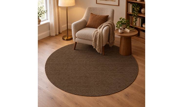 Ted Baker Brown Greenwich Wool Round Rug - 160cm