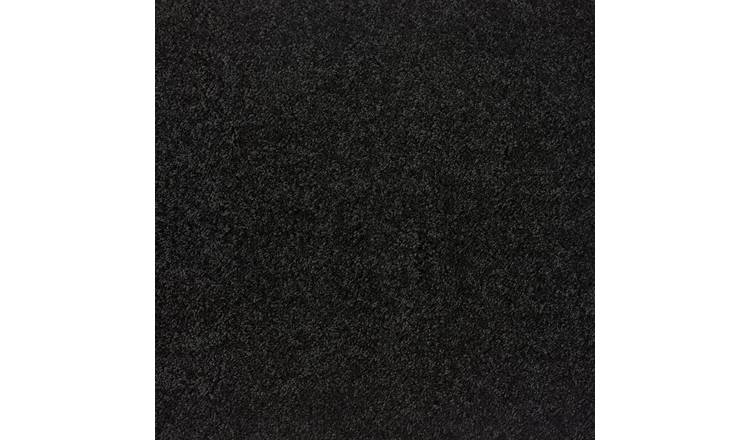 The Rugs Black Plain Shaggy Rug - 60 x 100cm