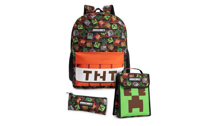 Minecraft TNT Kids Unisex 3 Piece Backpack Set - Multicoloured