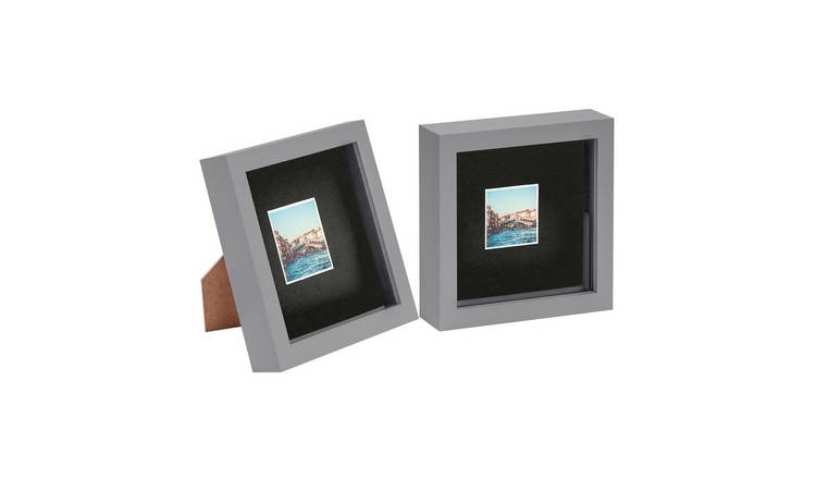Nicola Spring 3D Box Photo Frames - 6 x 6" with Mount - Set of 2 - Grey