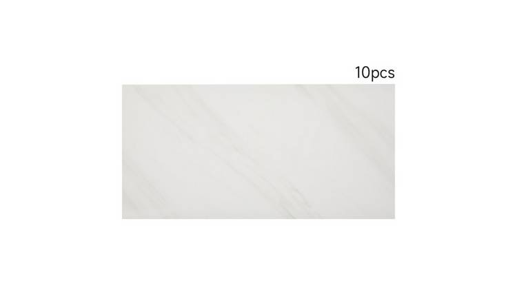 Living and Home 10 Pcs Peel and Stick Marble Wall Stickers - White