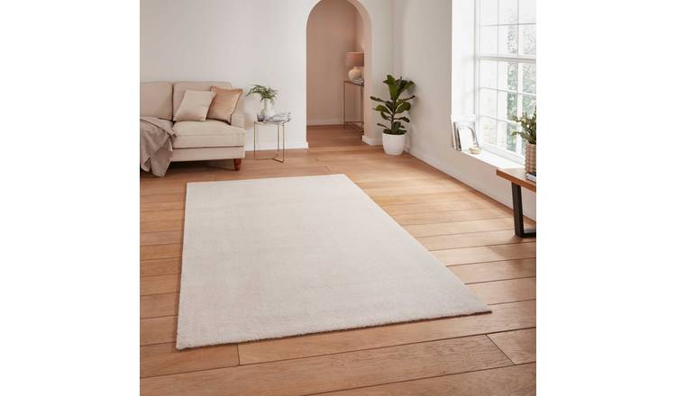 Mega Flooring White Shaggy Plain Rug - 60 x 115cm