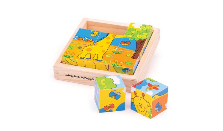Bigjigs Toys Safari Cube Puzzle - 10 Months +