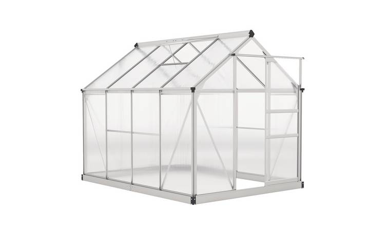 Outsunny Polycarbonate Aluminium Frame Greenhouse with Foundation – Silver