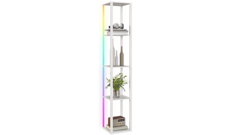 HOMCOM RGB LED Dimmable Shelf Floor Lamp - White