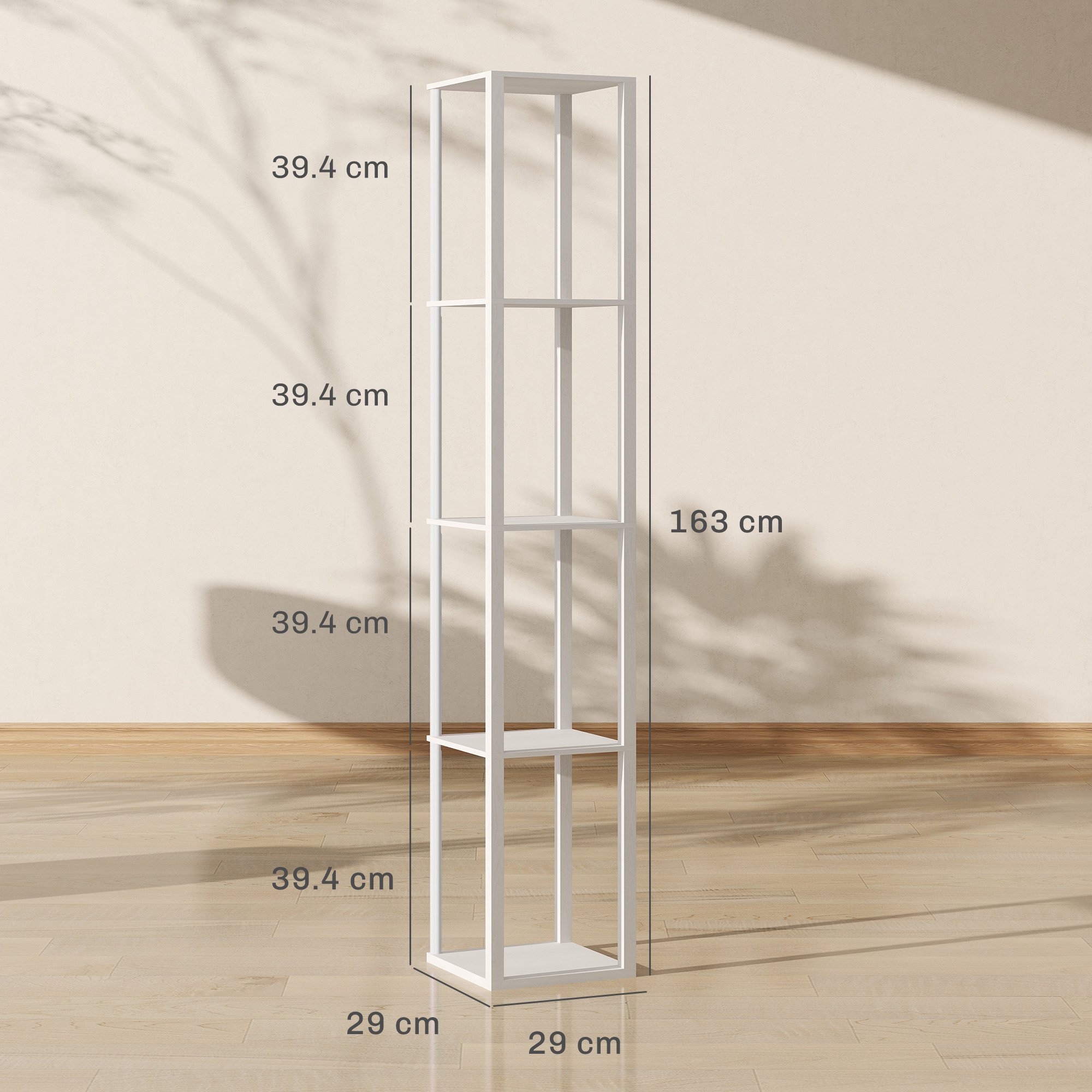 HOMCOM RGB LED Dimmable Shelf Floor Lamp - White - Image 3