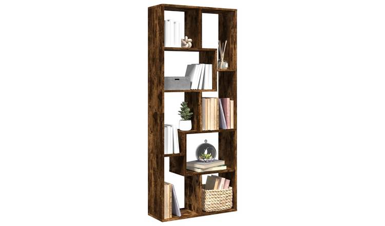 Walplus Engineered Wood Book Cabinet - Dark Oak - 67 x 25 x 161.5 cm