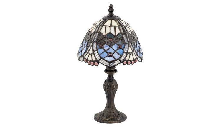 Happy Homewares Lilac Hand Crafted Round Beaded Tiffany Table Lamp - 20cm