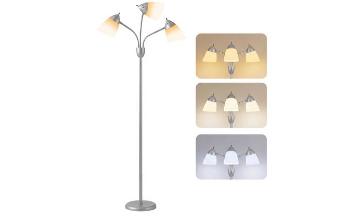 HOMCOM Industrial Arc Dimmable Tree Floor Lamp - Silver Tone