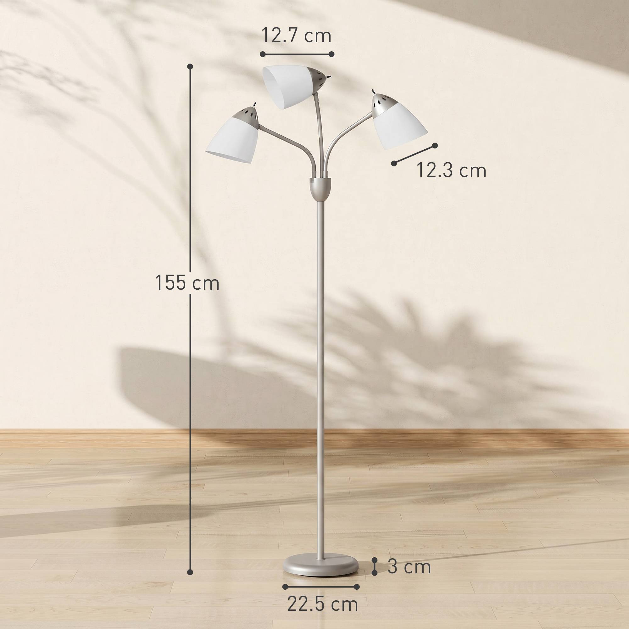 HOMCOM Industrial Arc Dimmable Tree Floor Lamp - Silver Tone - Image 3