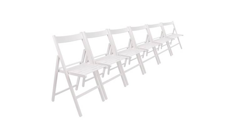 Harbour Housewares Beech Wood Folding Chairs Pack of 6 - White