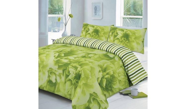 HomeSpace Direct Rose Lime Duvet Cover Set - Double