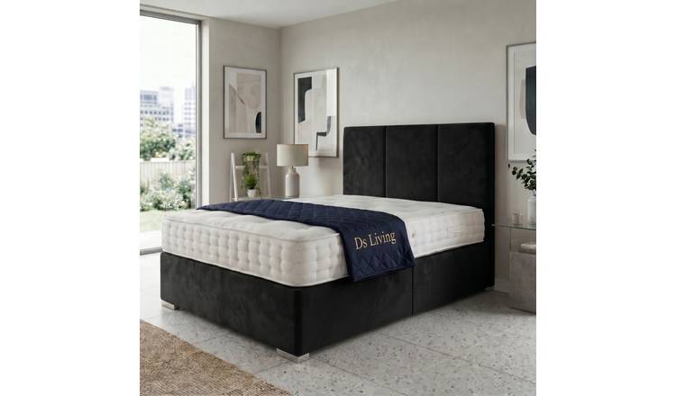 DS Living Whitehall King Size 2 Drawer Upholstered Divan Bed Frame - Black