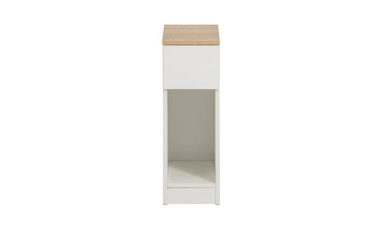 SoBuy 1 Drawer 1 Tier Slim Bedside Table - White and Natural