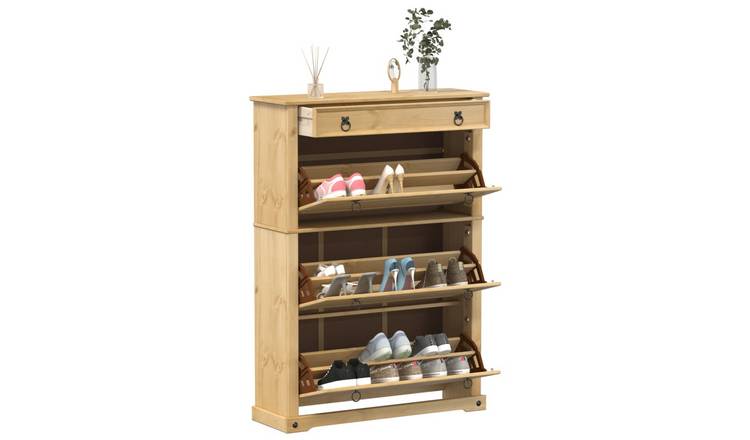 Walplus Solid Wood Shoe Cabinet - 99 x 32 x 138 cm