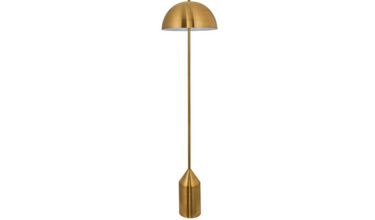 Loops Direct Steel Floor Lamp - Antique Brass and Gloss White